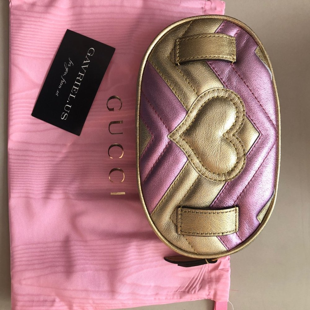 Gucci GG Metallic Matelasse Marmont Belt Bag NEW W DUST BAG - Picture 5 of 16